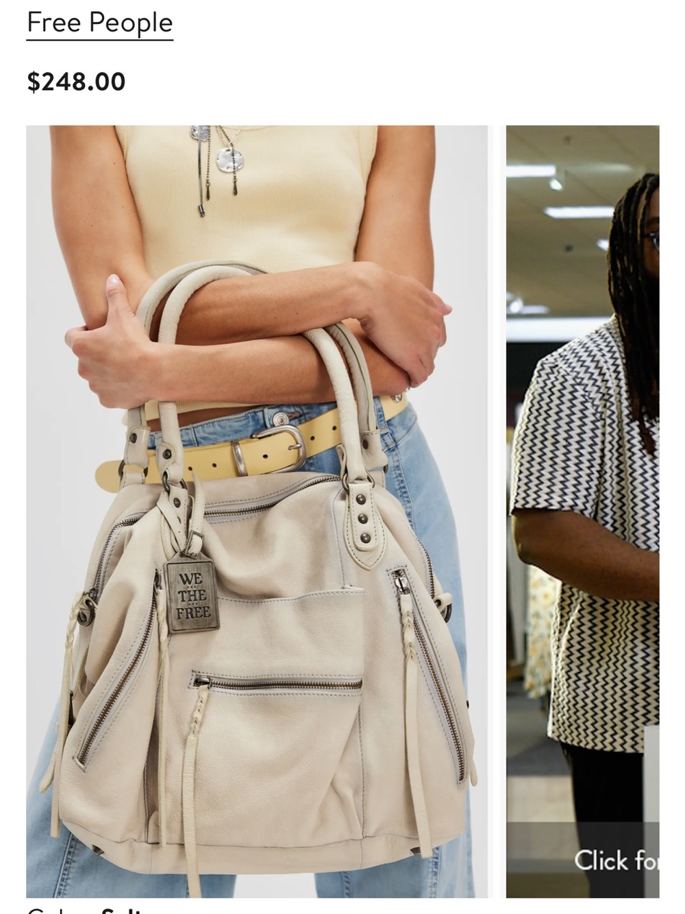 Free People Cream Leather Shoulder Bag with Tassel Zips - Picture 3 of 6